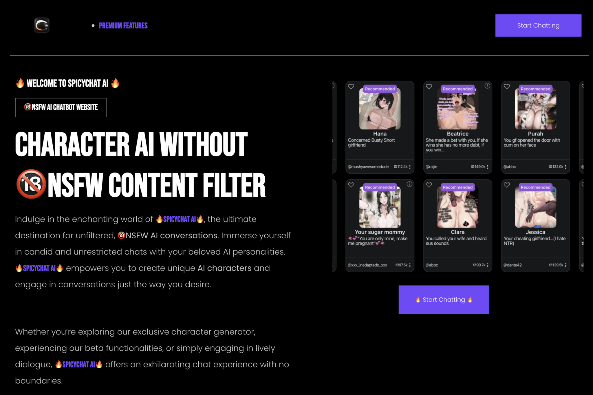 It’s a platform where you can freely express your NSFW character fantasies....